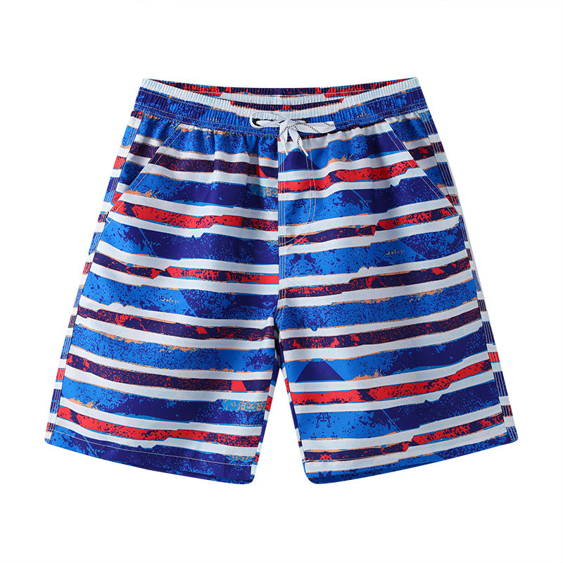 Wholesale Striped Couple Beach Shorts Polyester Swimwear